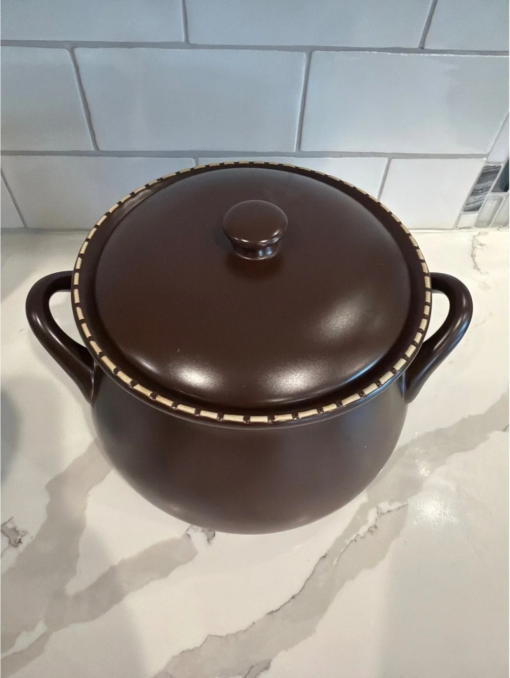 Vintage Brown Ceramic Soup Tureen with Lid